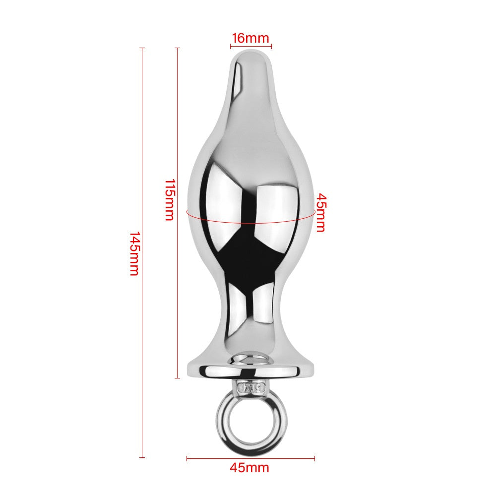 Metal Anal Plug with Pull Ring - L - image 4
