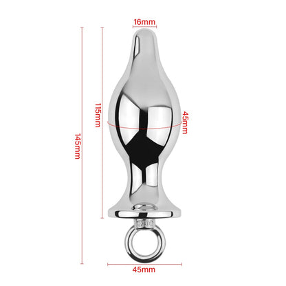 Metal Anal Plug with Pull Ring - L - image 4