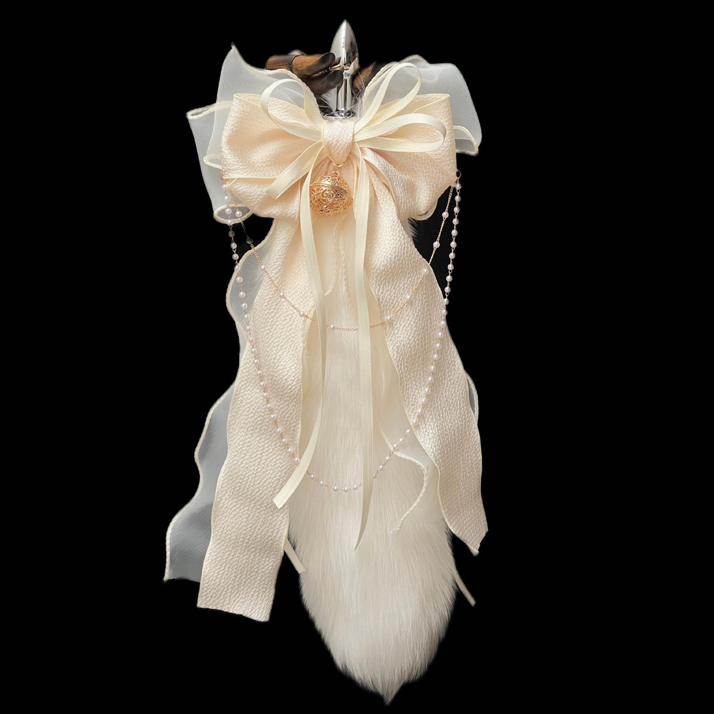 Luxury Fox Tail Plug Set – 15.7" Plush Tail With Pearl Chain & Interchangeable Plug Heads - image 6