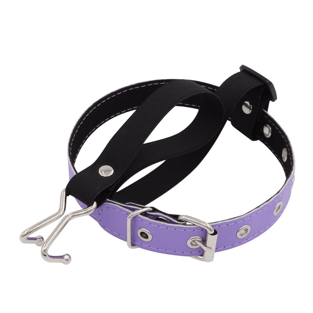 Neck Collar Necklace with Metal Nose Hook Buckle Halloween Choker - Purple - image 5