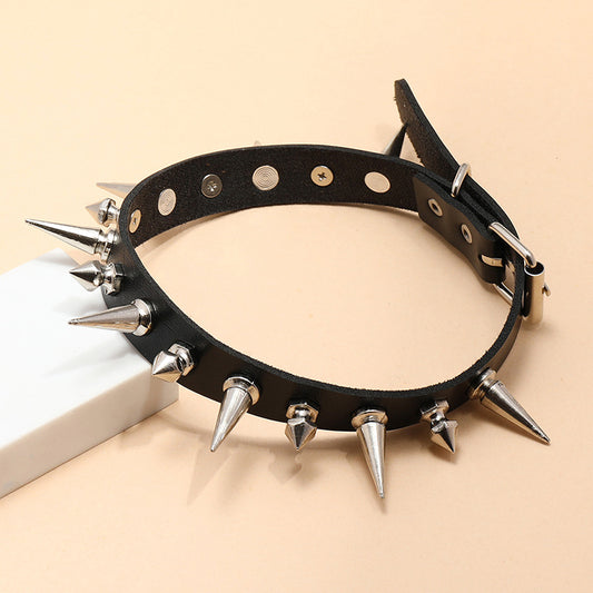 Spiked Sm Leather Collar - image 1