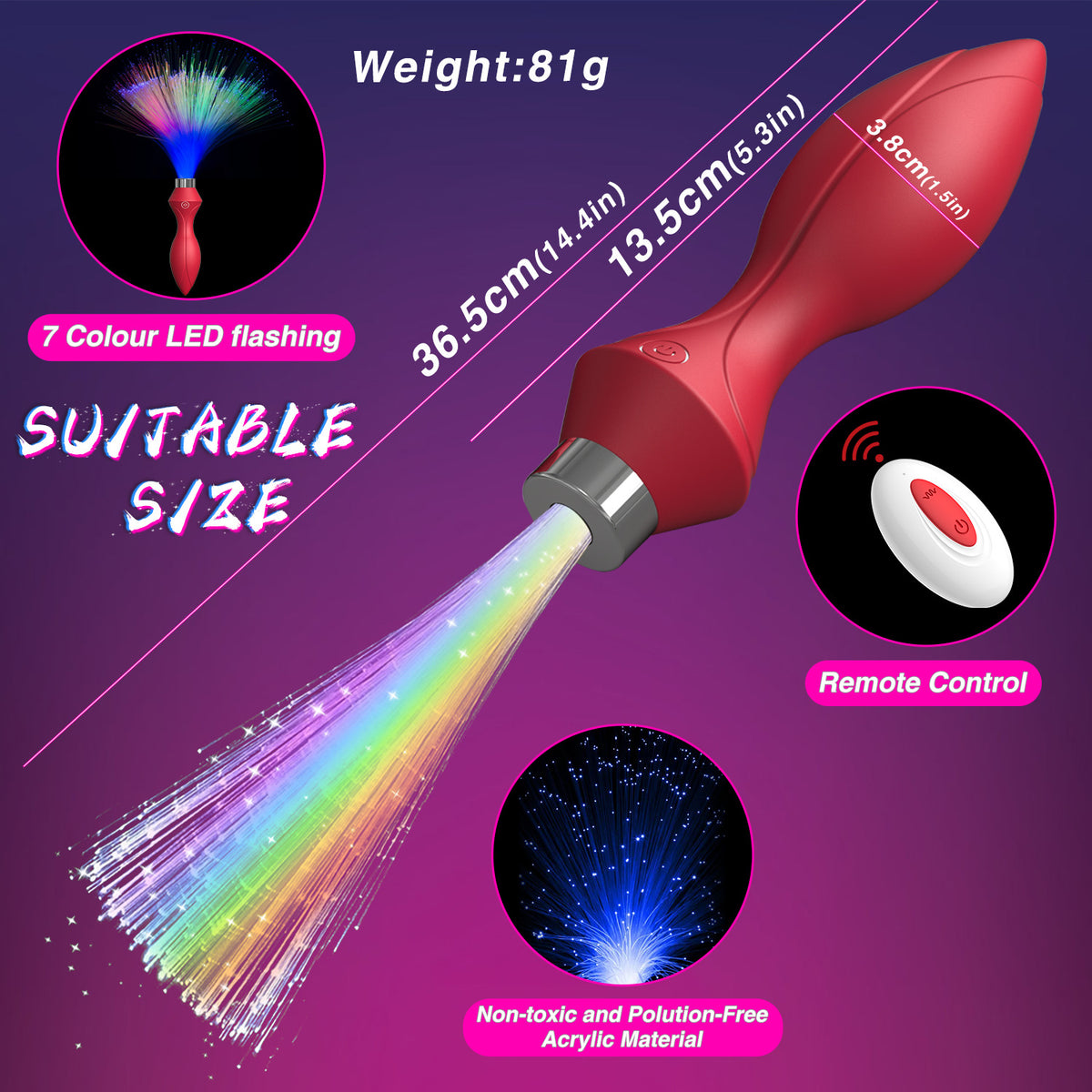 7 Types Of Led Light  Remote Control Rechargeable Butt Plug - image 3