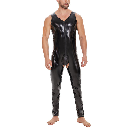 Men Shiny Leather Jumpsuit - image 0