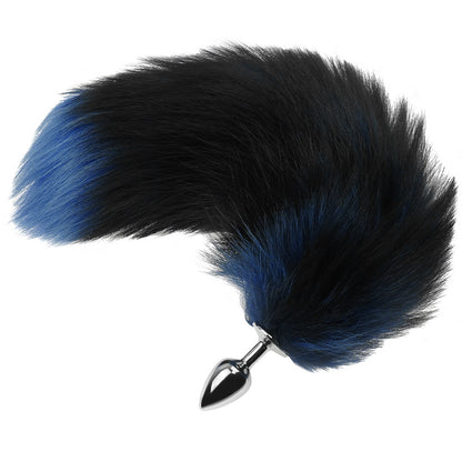15.75'' Ultra-Plush Fox Tail Butt Plug - Navy Blue - image 2