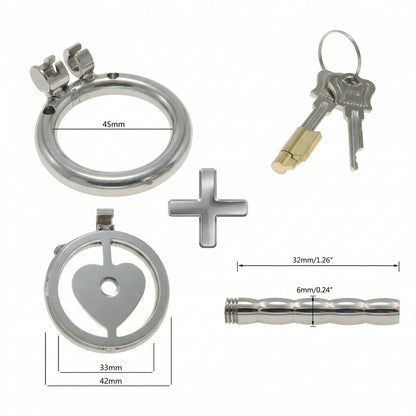 Lock Your Heart Chastity Cage - 45mm + Short Urethral Tube - image 1