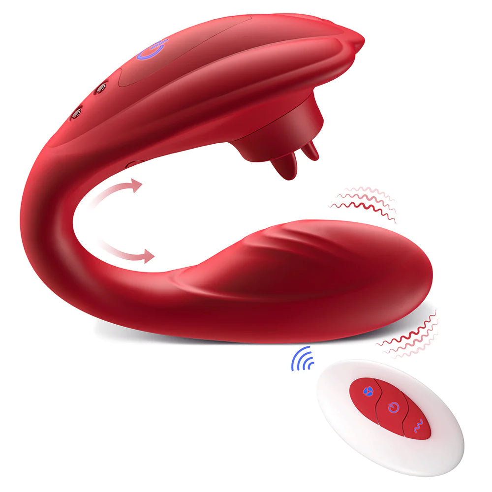 Remote Control Vibrator With 10 Licking Vibration Modes Clitoris G-Spot Stimulator - Red - image 0