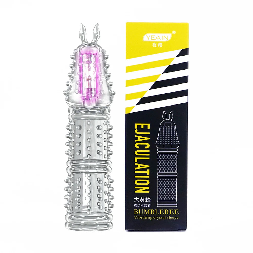 Penis Crystal Sleeve 1CM Thick Spike Cock Enlargement  - with vibration - image 4