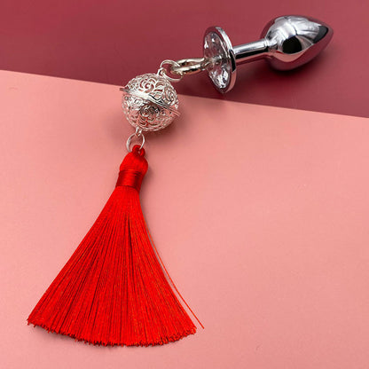 Metal Bell Anal Plug Erotic - Red & Silver - image 10