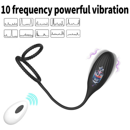 Rechargeable Silicone Butt Plug with Dual Rings & 10 Vibrations - image 0