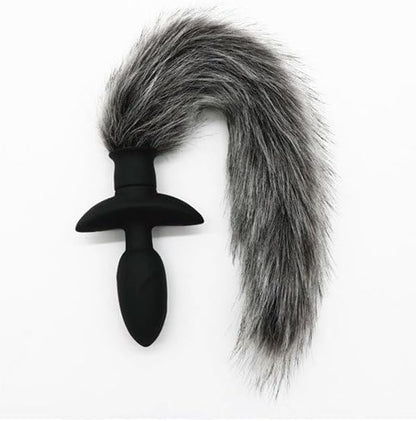 Vibrating Foxy Tail Silicone Anal Plug - Dark Grey - image 8