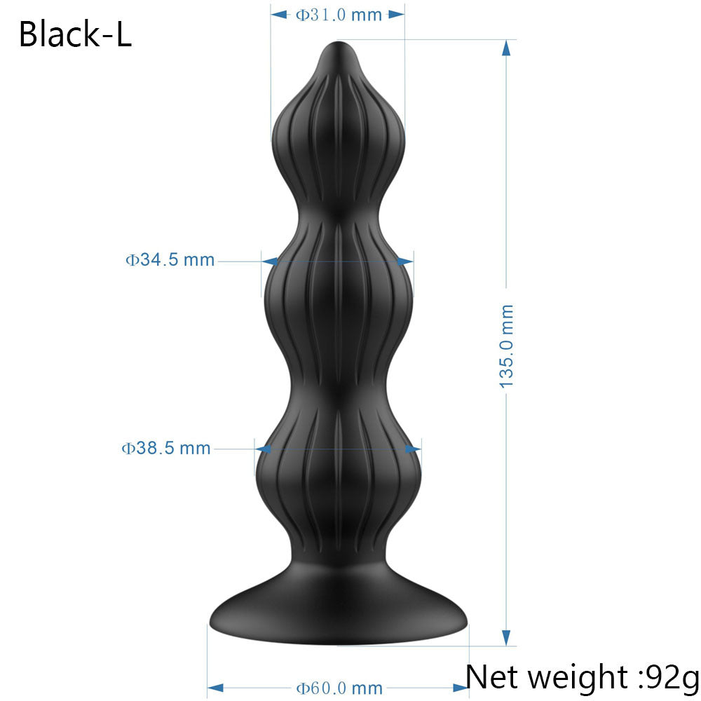 Beaded Style Silicone Anal Plug - 3 Beads - Black - image 12