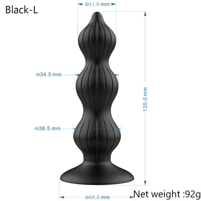 Beaded Style Silicone Anal Plug - 3 Beads - Black - image 12