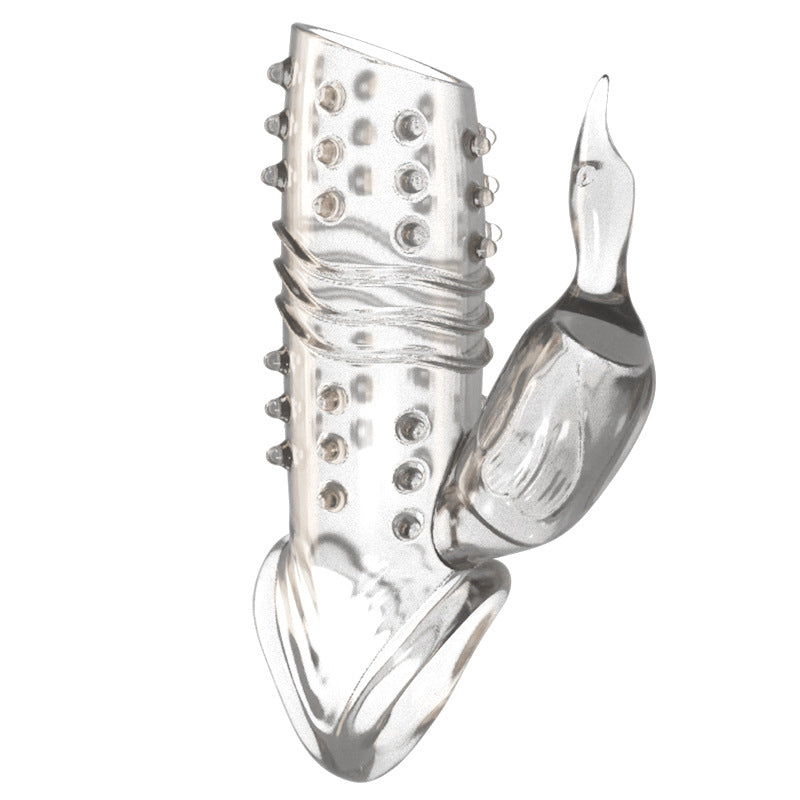 Double Pleasure Vibrating Penis Sleeve - Clear A - image 14