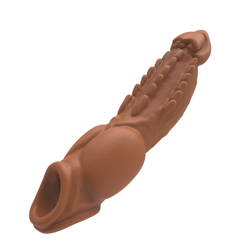 Vibrating Animal Penis Sleeve Sex Toy Reusable Special Condom - Brown dragon - image 7