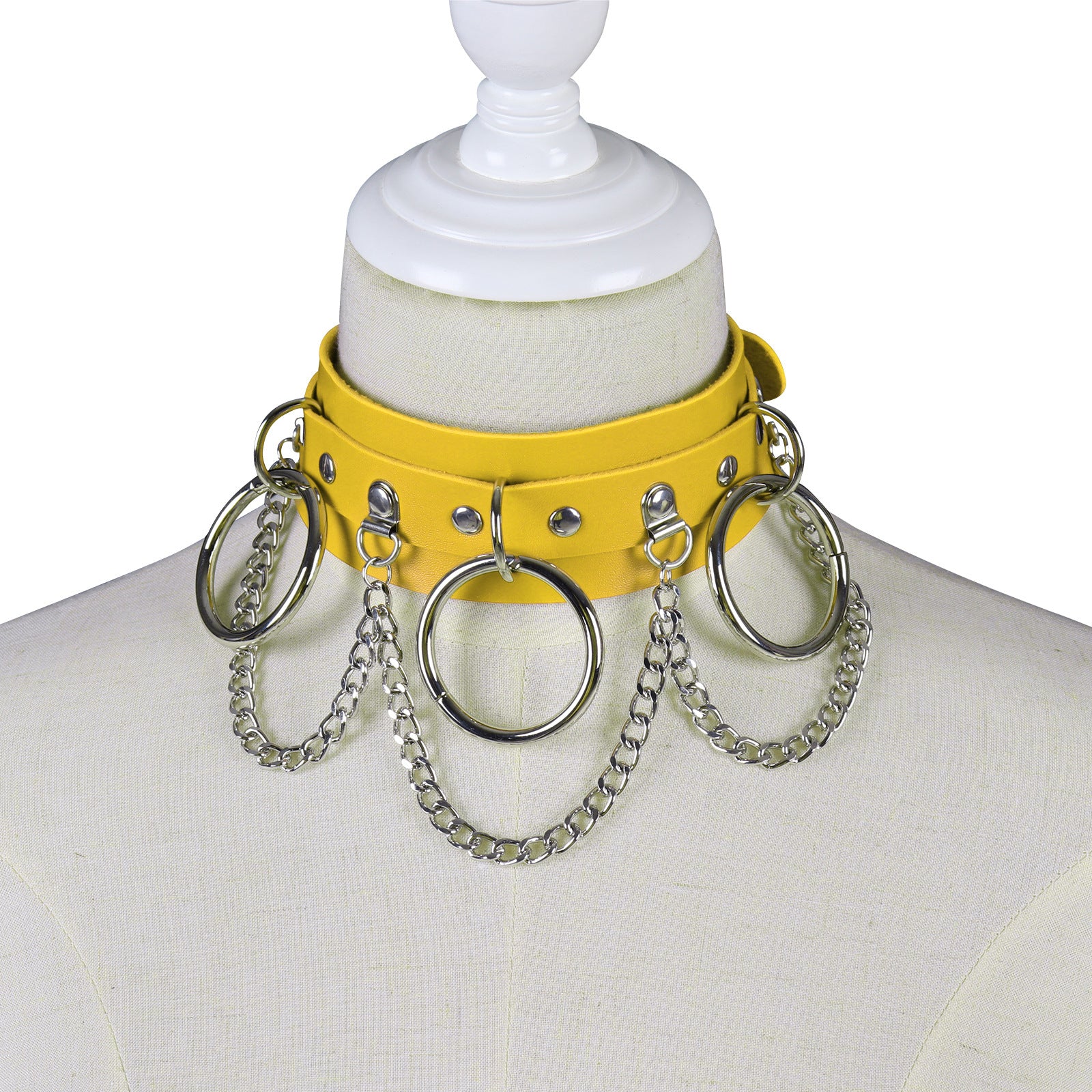 Unisex Punk PU Leather Choker Rock  - Yellow - image 9