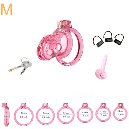 Elastic Male Chastity Cage - Pink - M - image 6