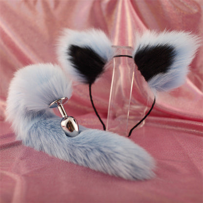 Cute Soft Cat Ears Headbands with 40cm Tail  Erotic Cosplay Accessories - D - image 2