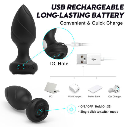10 Vibrating Mode Butt Plug USB Rechargeable - image 1