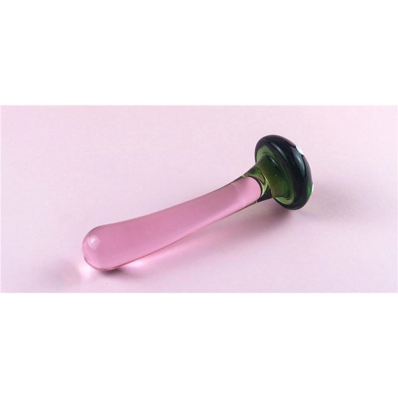 Clear Glass Anal Dildo with Pink Gem – Hypoallergenic & Smooth - Green - image 2