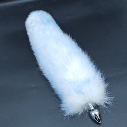 Ice Glacier Blue Handmade Detachable Plug Fox Tail - 40cm - image 2
