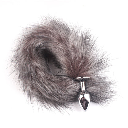 Dark Gray Fox Tail Butt Plug • 18.1 Inch Tail - Dark Grey - image 0