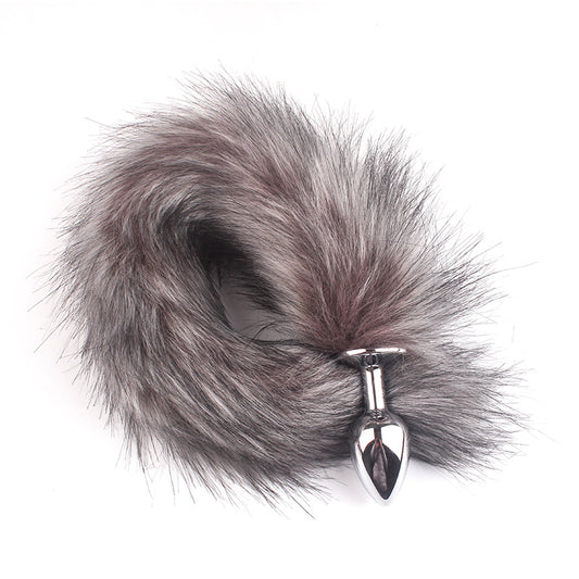 Dark Gray Fox Tail Butt Plug • 18.1 Inch Tail - Dark Grey - image 0