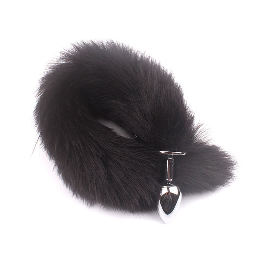 Black Fox Tail Butt Plug • 18.1 Inch Tail - Black - image 0