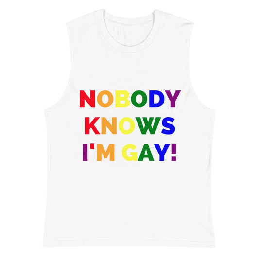 Nobody Knows I'm Gay! Sleeveless Vest - White - 2XL - image 1