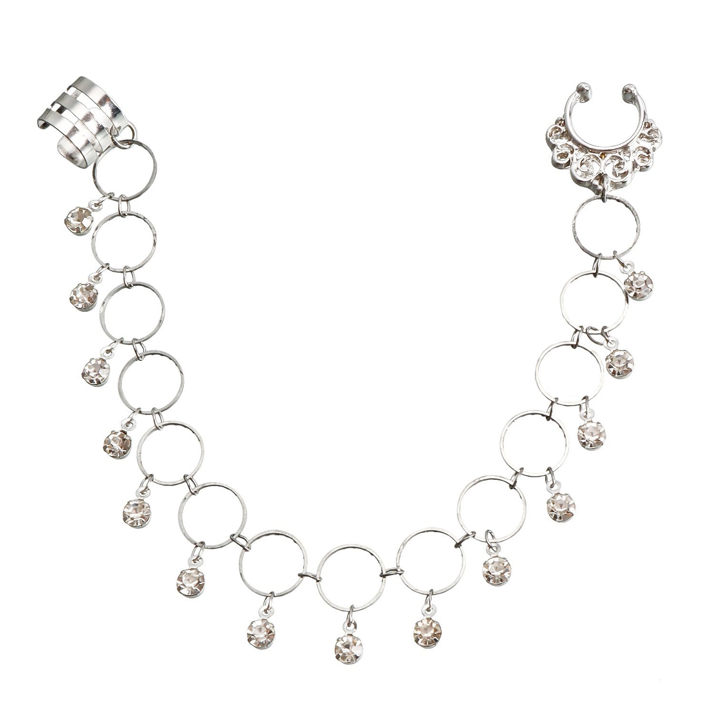 Vintage Nose to Ear Chain – Crystal Tassel Dangle Jewelry for Weddings & Parties - image 0