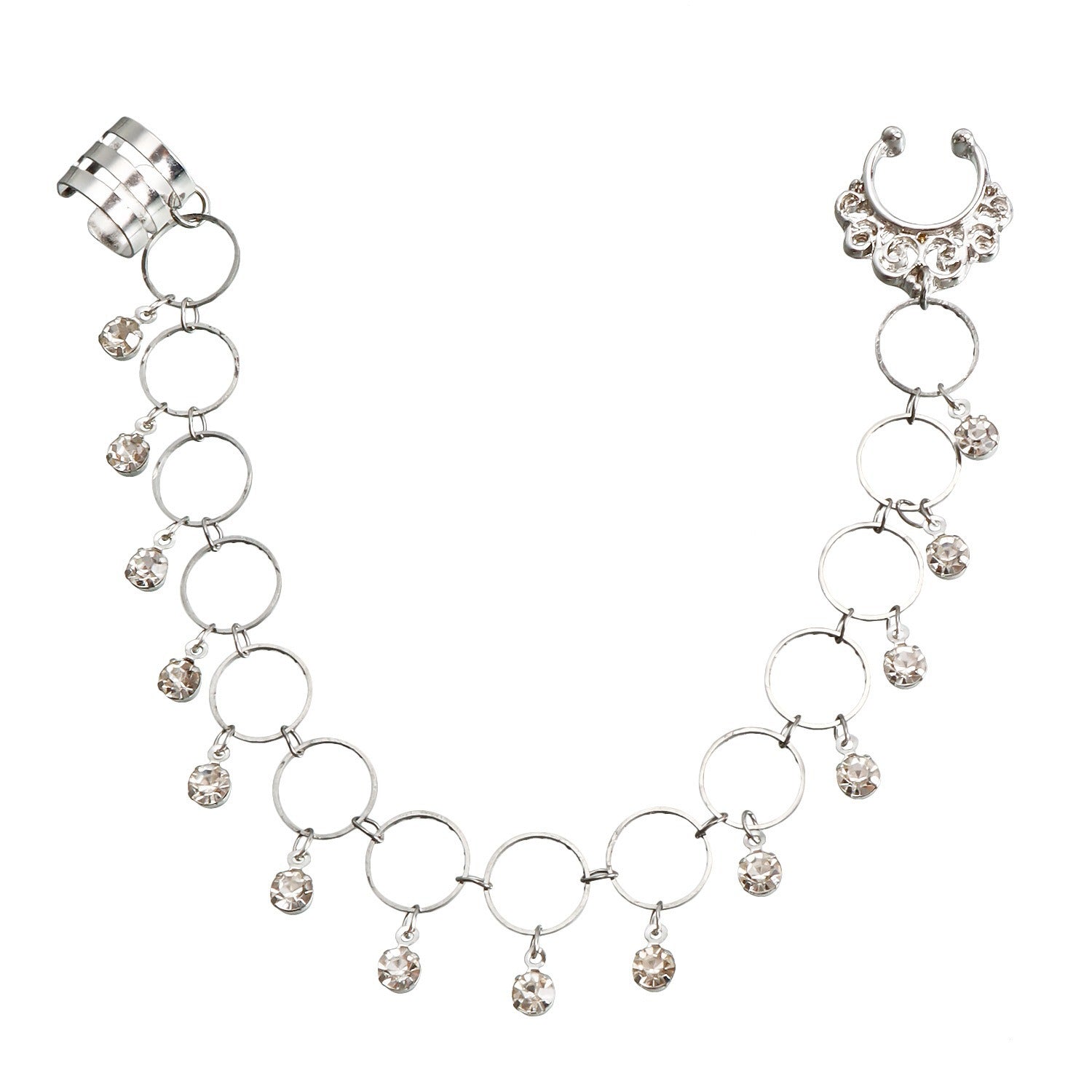 Vintage Nose to Ear Chain – Crystal Tassel Dangle Jewelry for Weddings & Parties - image 0