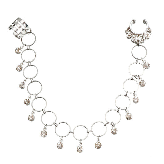Vintage Nose to Ear Chain – Crystal Tassel Dangle Jewelry for Weddings & Parties - image 0