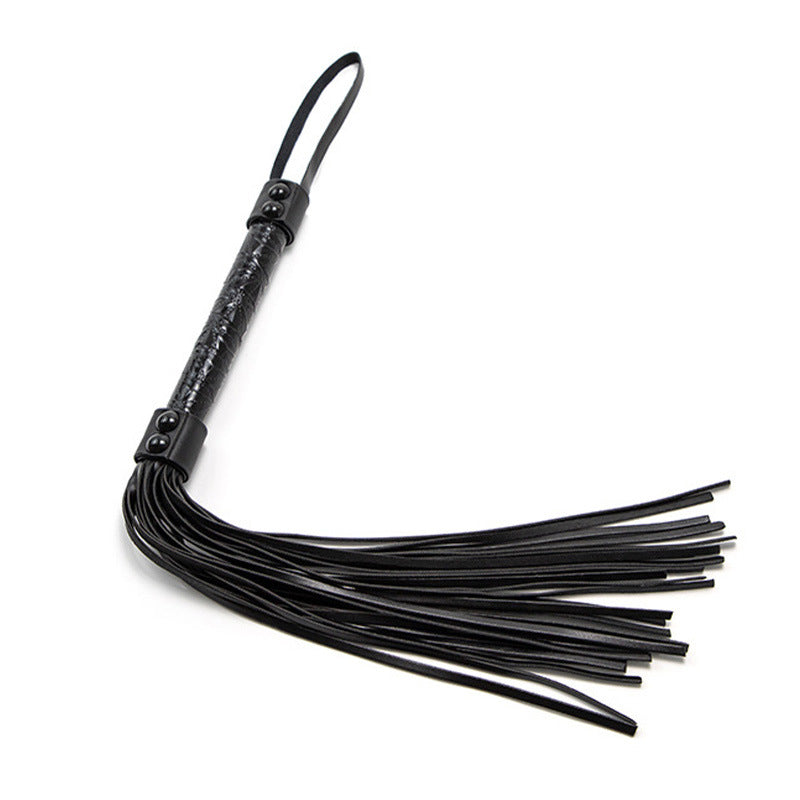 High-quality Leather Whip With Braided Handle - Black - image 4