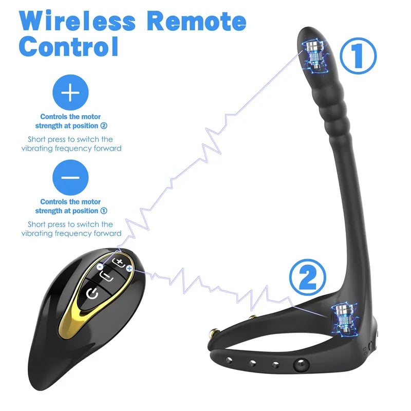 11 Vibrating Mode Cock Ring Anal Plug  - image 4
