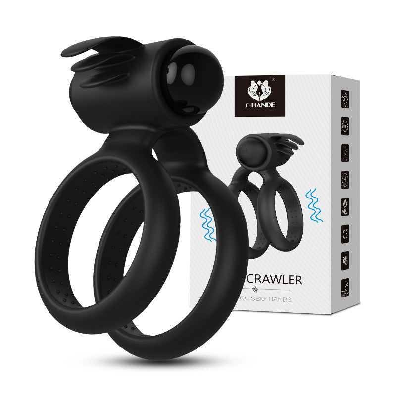 Vibrating Tickling Bunny Cock Ring - Black - image 0