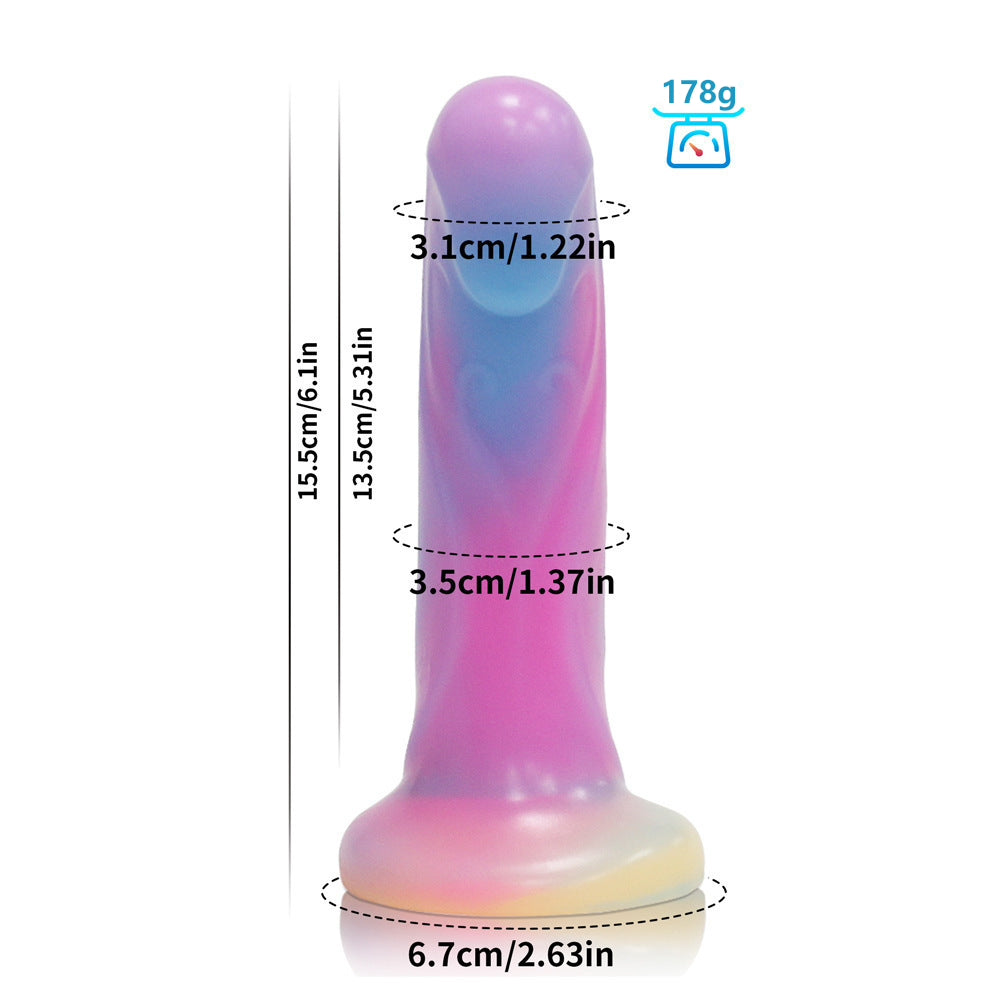 6.1'' Anal Glow In The Dark Dildo with Suction Cup - Multicolor - image 2