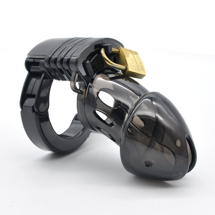 Red Jacked Adjustable Locking Male Cock Cuff Chastity Device - Black - image 1