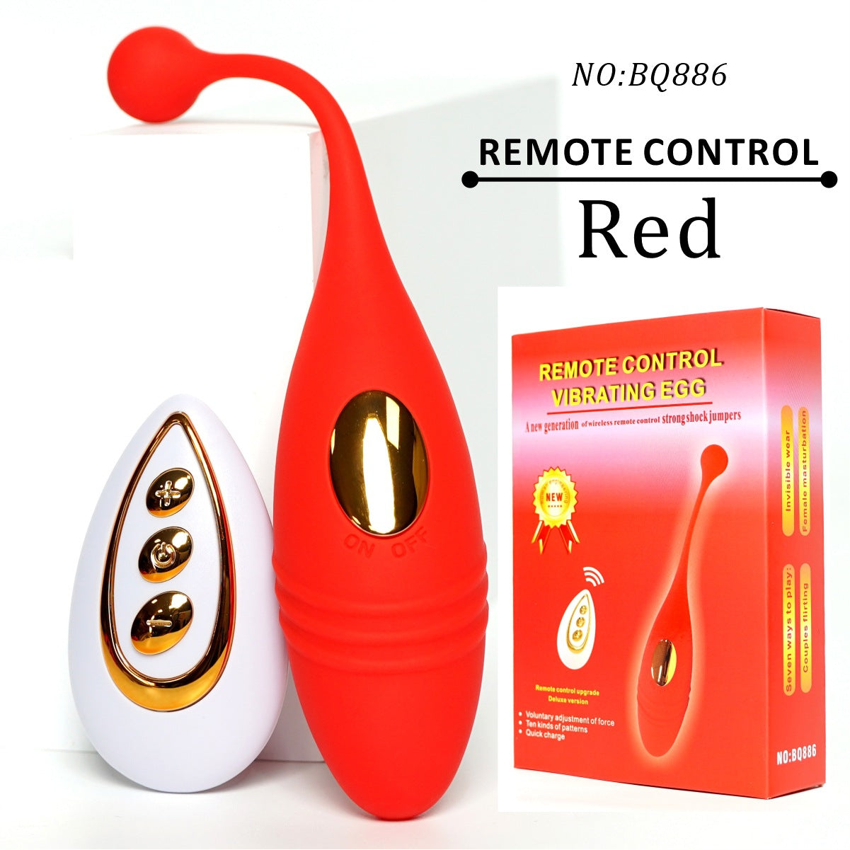 VibePulse Duo – Wireless Ribbed Egg Vibrator - Red - Remote Control - image 4