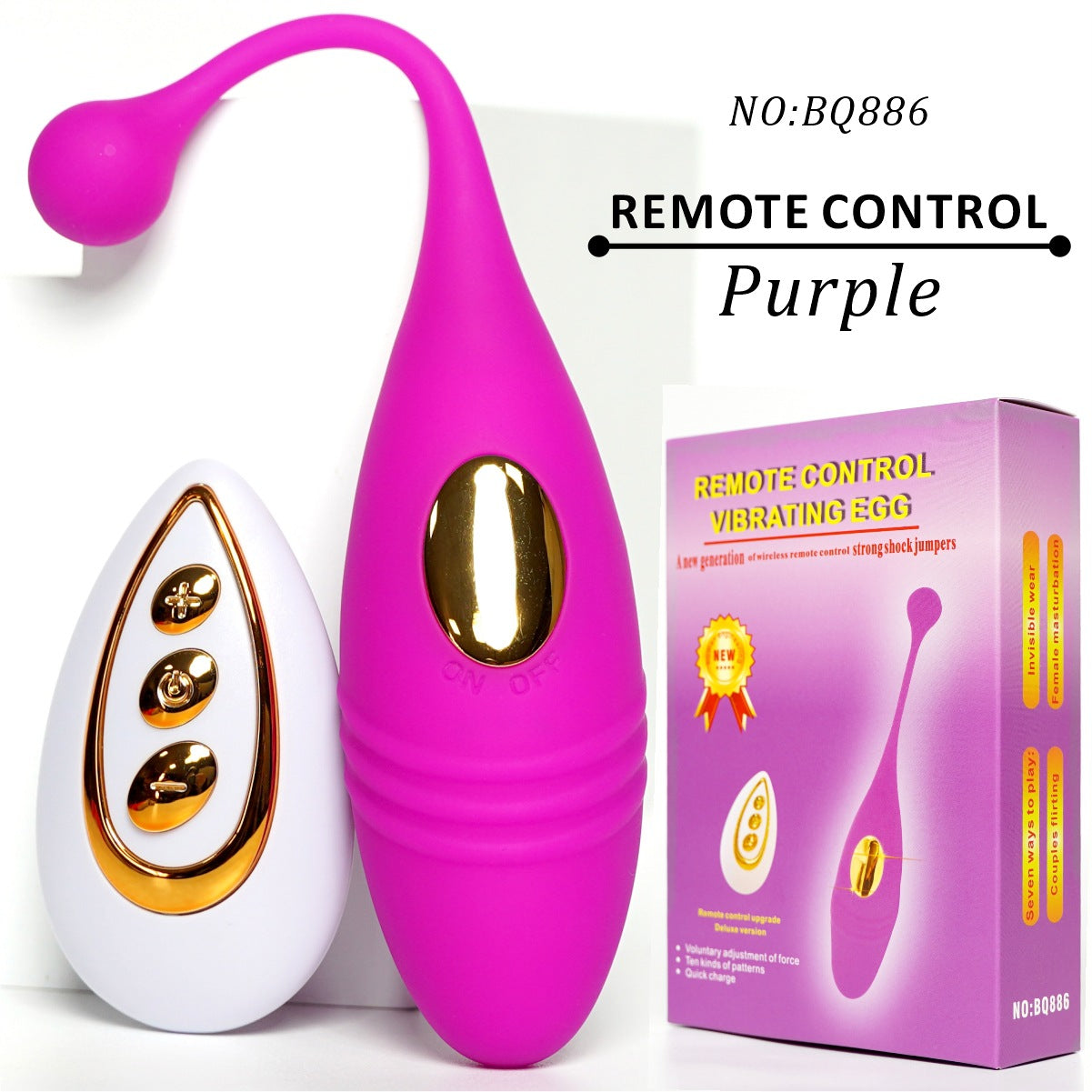 VibePulse Duo – Wireless Ribbed Egg Vibrator - Purple - Remote Control - image 8