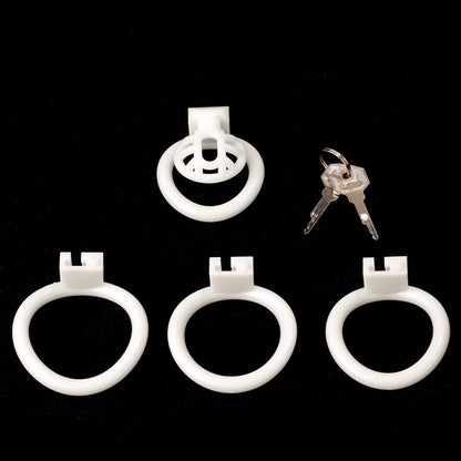 Innie/Micro/Stub Chastity Cage for Sissy Play with 3 Size Rings - A - White - Micro - image 8