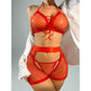Sexy Fishnet Two Piece Lingerie Set – Backless Halter Top with Bow Tie & Matching Shorts - Red - L - image 12