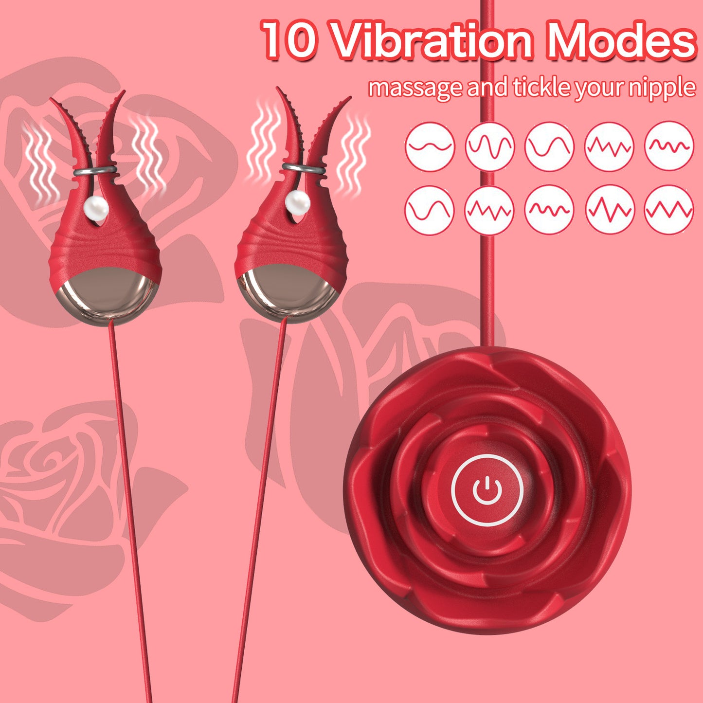Rose Vibrating Nipple Clips - image 3