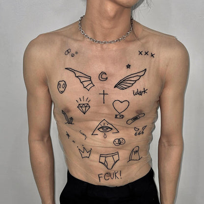 Tattoo Style Mesh Top - Tattoo style - XXL - image 3