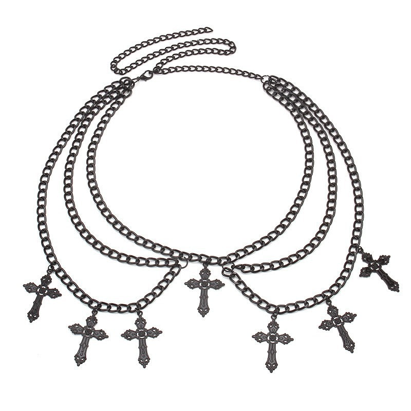 Glam Cross Pendant Waist Chain – Sexy Layered Body Jewelry - image 0