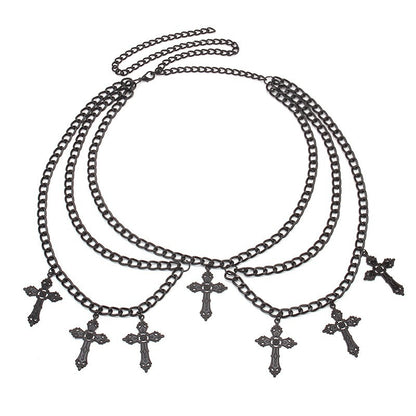 Glam Cross Pendant Waist Chain – Sexy Layered Body Jewelry - image 0