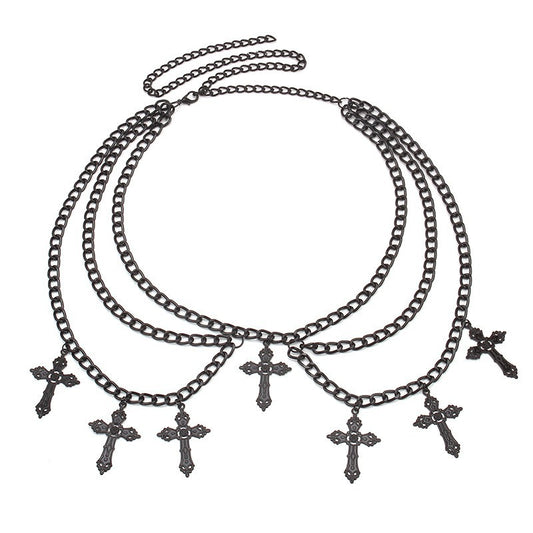 Glam Cross Pendant Waist Chain – Sexy Layered Body Jewelry - image 0