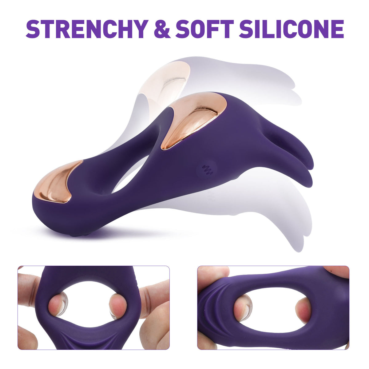 9 Vibrating Rabbit Purple Cock Ring - image 3