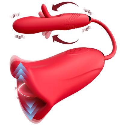 G Spot Flapping Vibrator with Kissing Linking Tongue - Red - image 4