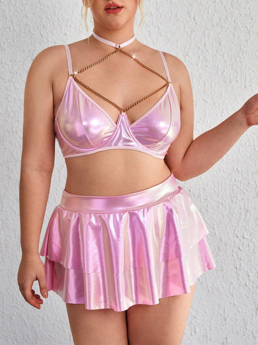 Plus-Size Pink Lingerie Set - image 2