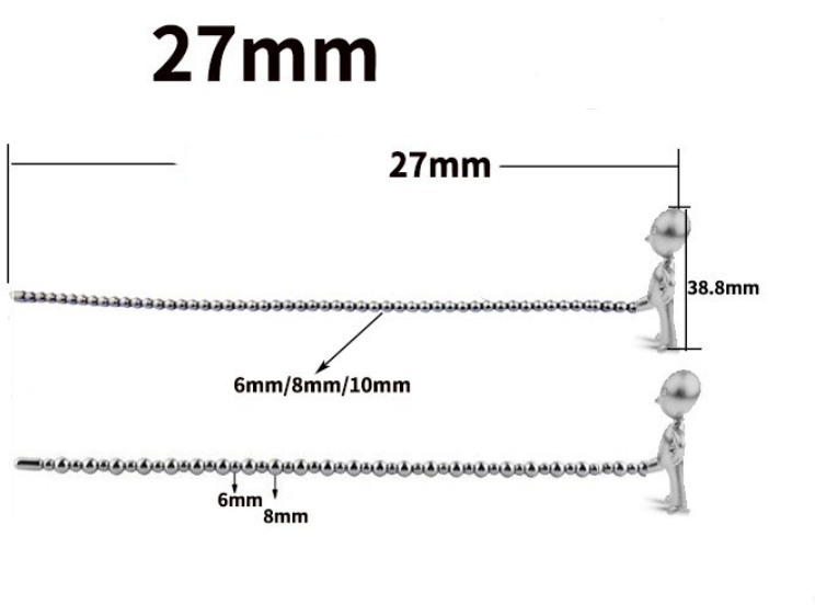 le Petit Julien Style Beaded Urethral Sounding - Length: 27mm - Beads Width: 8mm+10mm - image 4