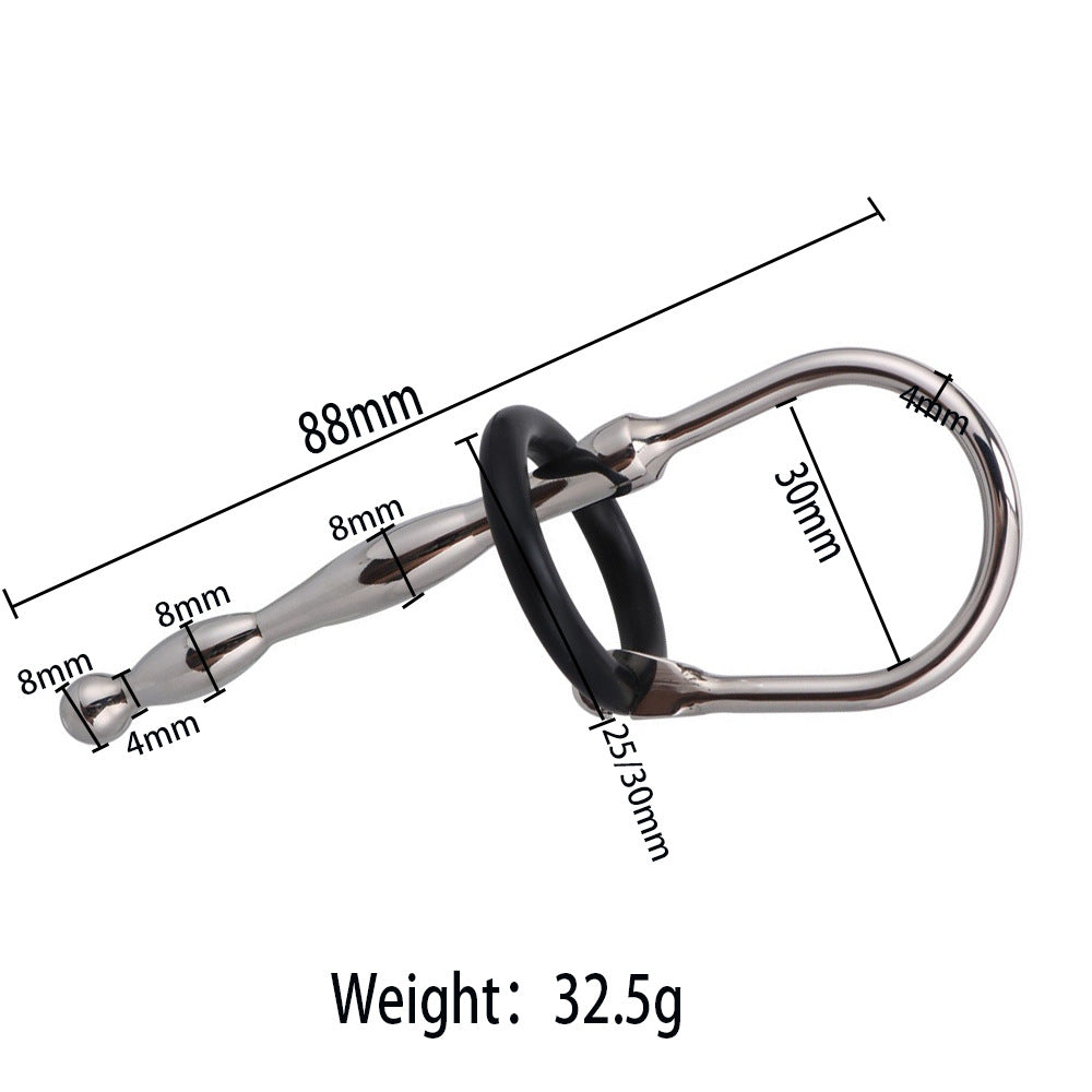 7 Styles Stainless Steel Urethral Sounding with Silicone Cock Ring - C - image 7